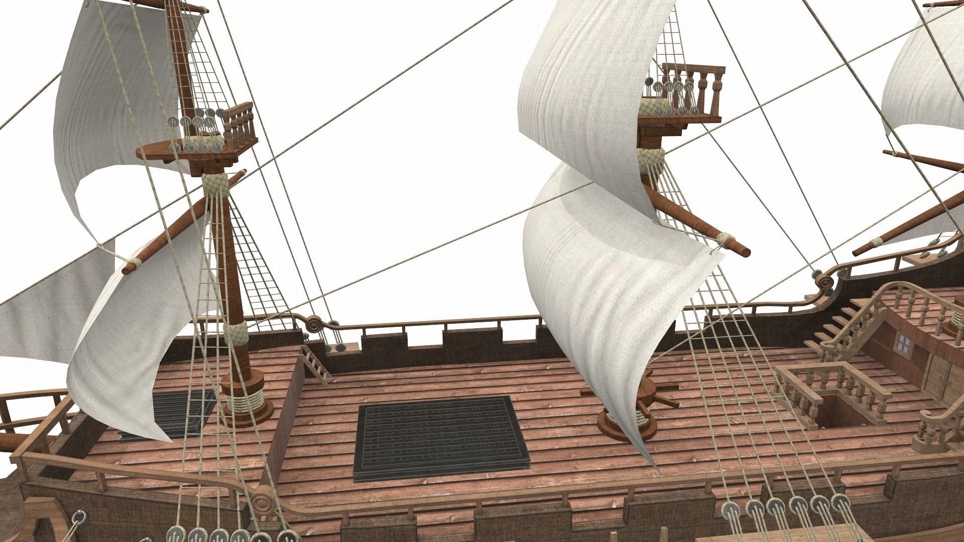 Pirate sailing ship black pearl 3D model_9