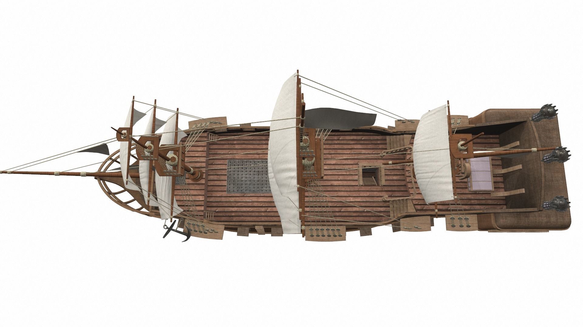 Pirate sailing ship black pearl 3D model_5