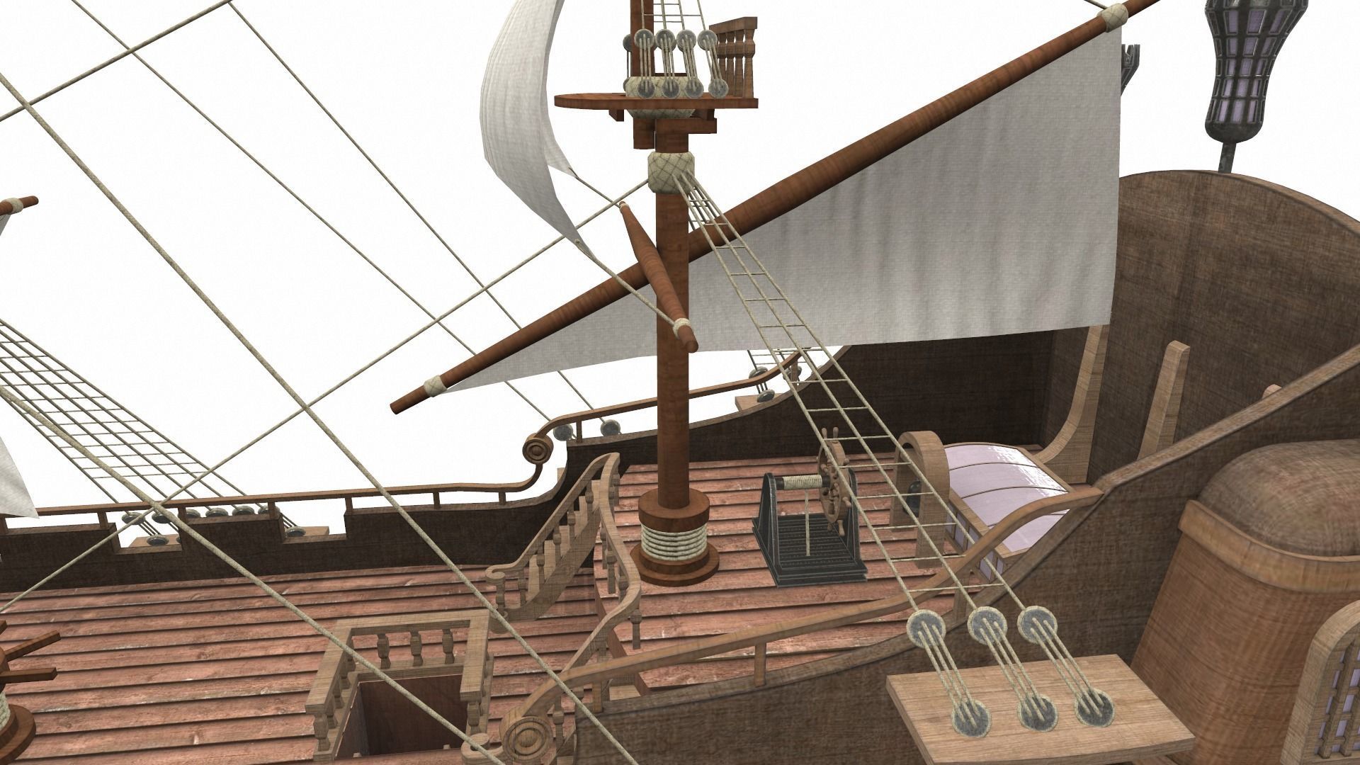 Pirate sailing ship black pearl 3D model_10