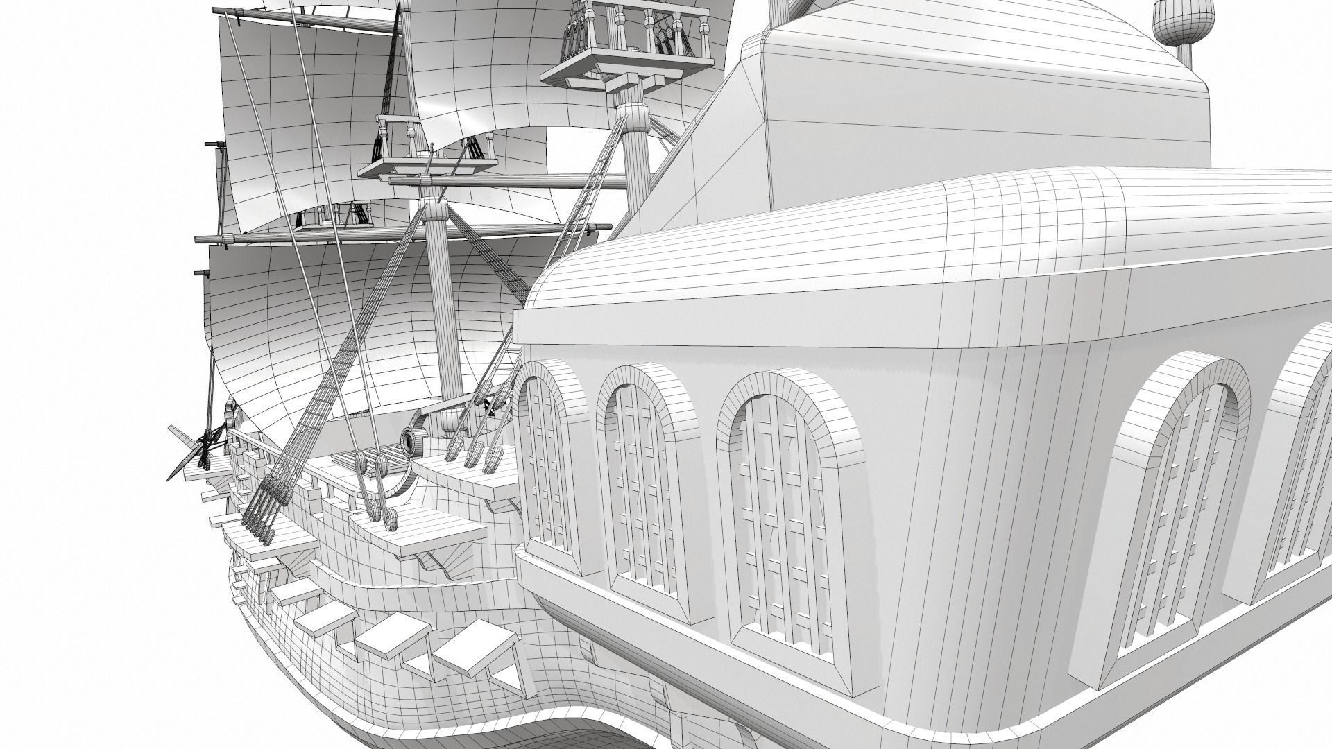 Pirate sailing ship black pearl 3D model_26