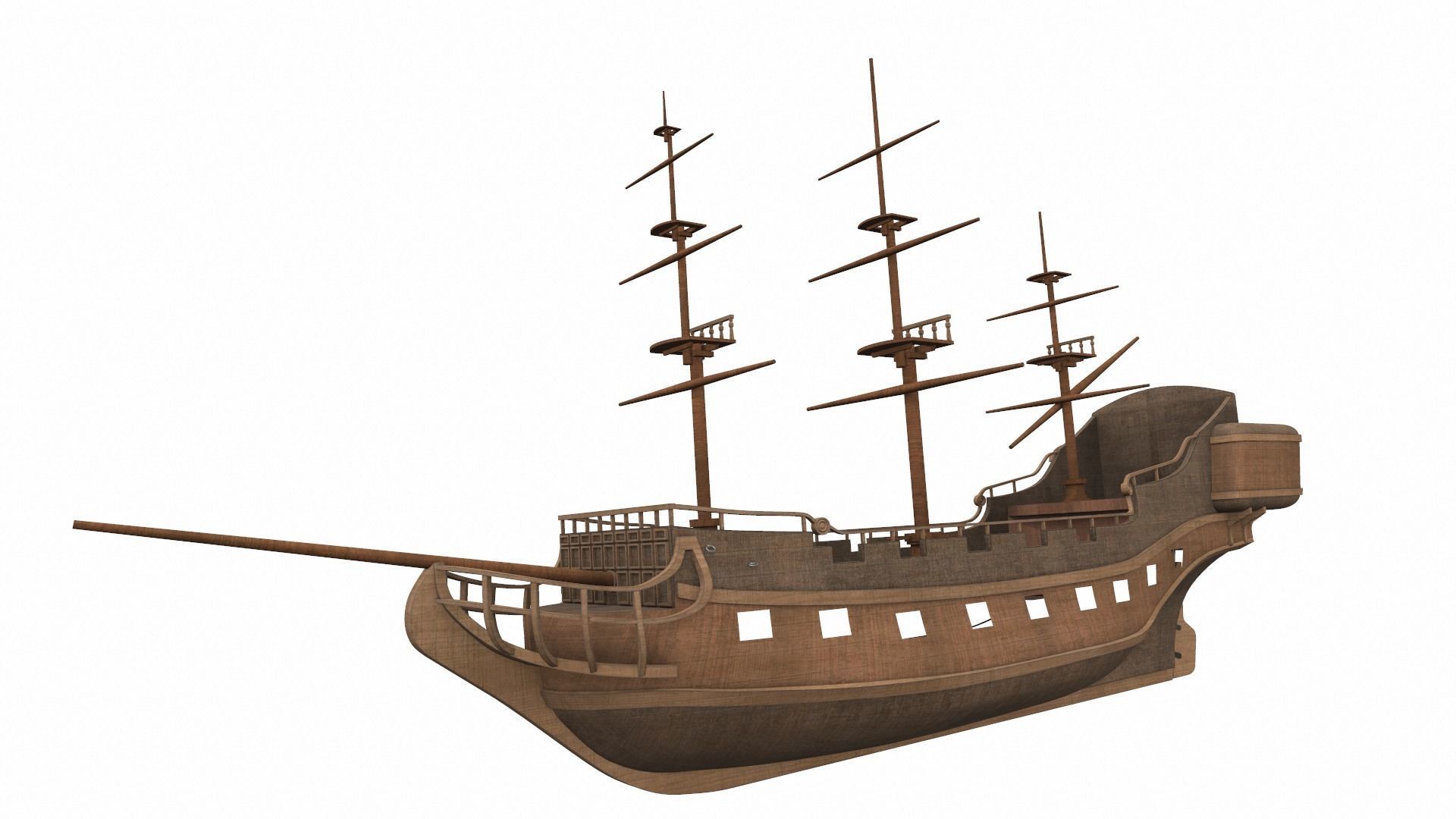 Pirate sailing ship black pearl 3D model_18