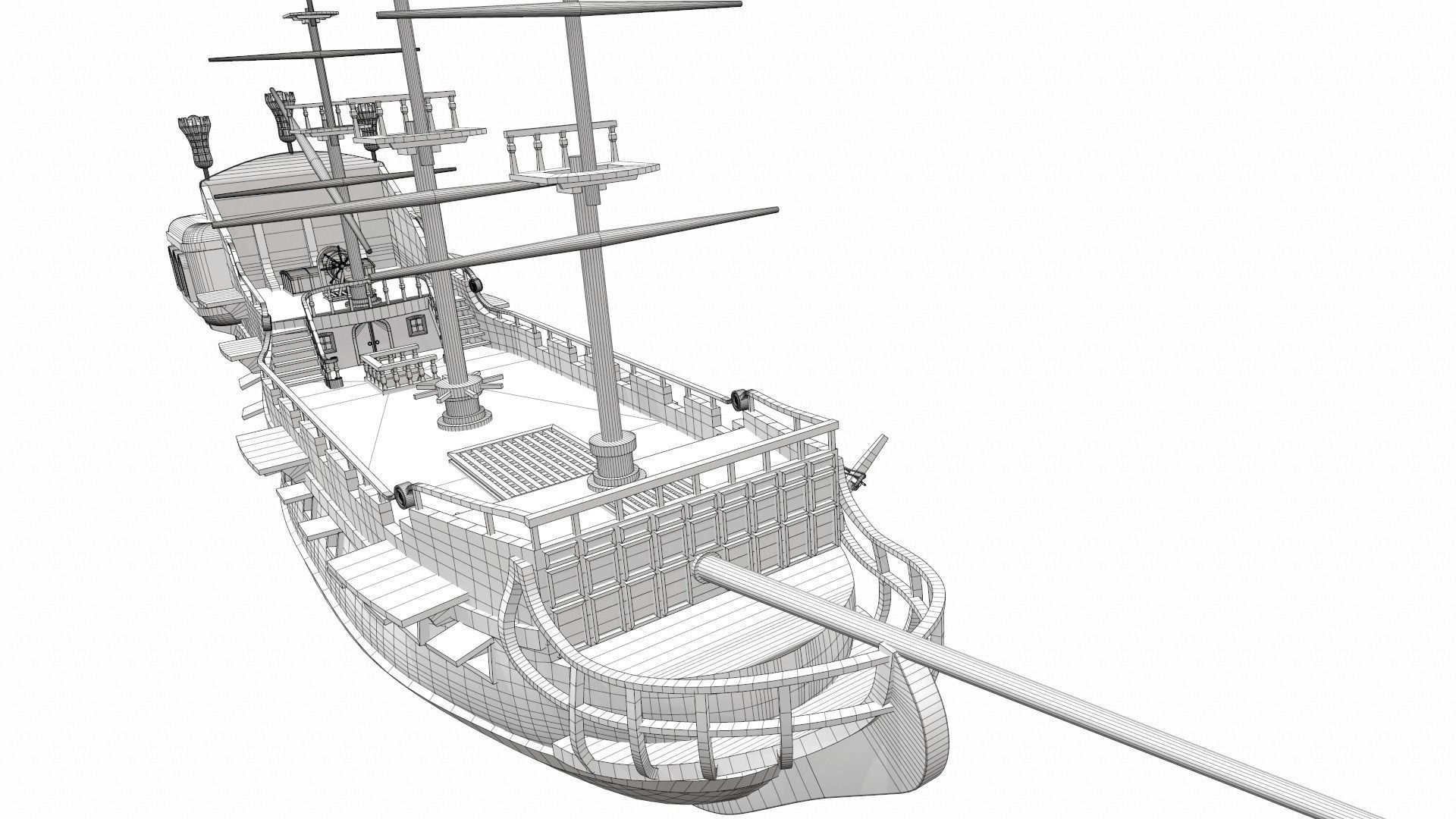 Pirate sailing ship black pearl 3D model_31