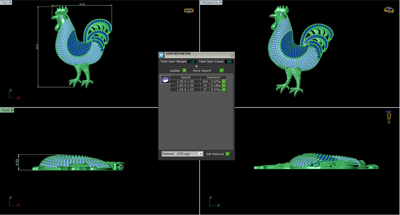 diamonds chicken pendants 3D print model_1