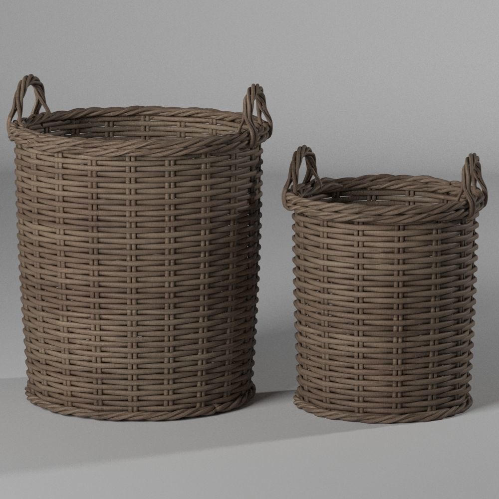 Interior rattan basket set 3D model_1