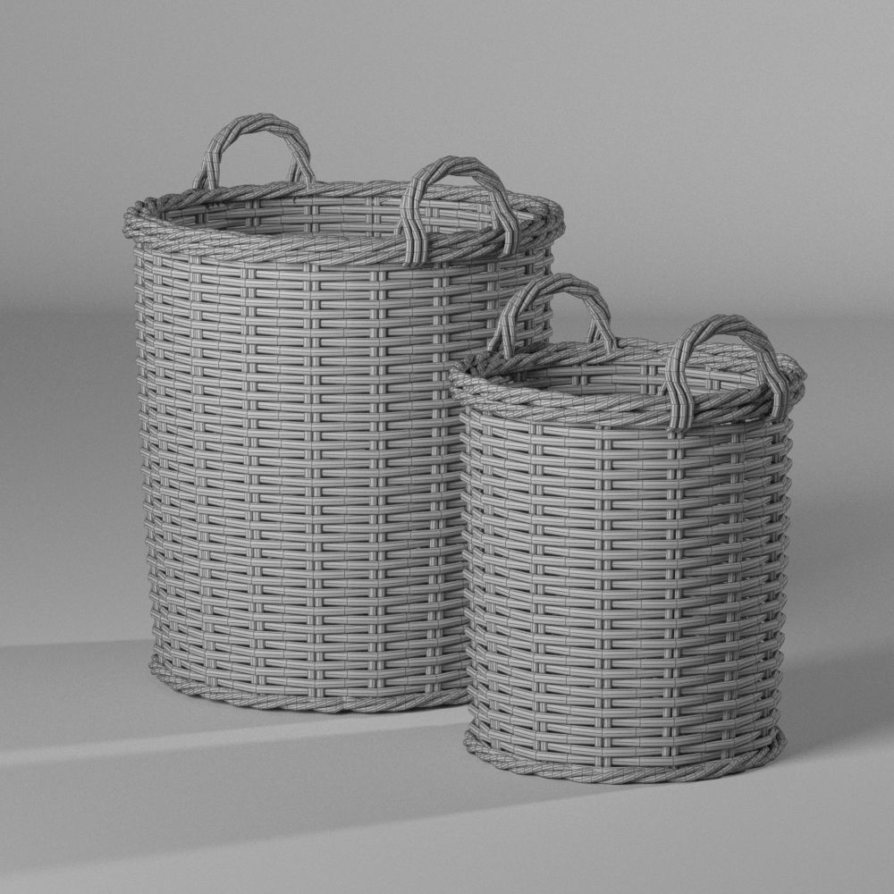 Interior rattan basket set 3D model_4