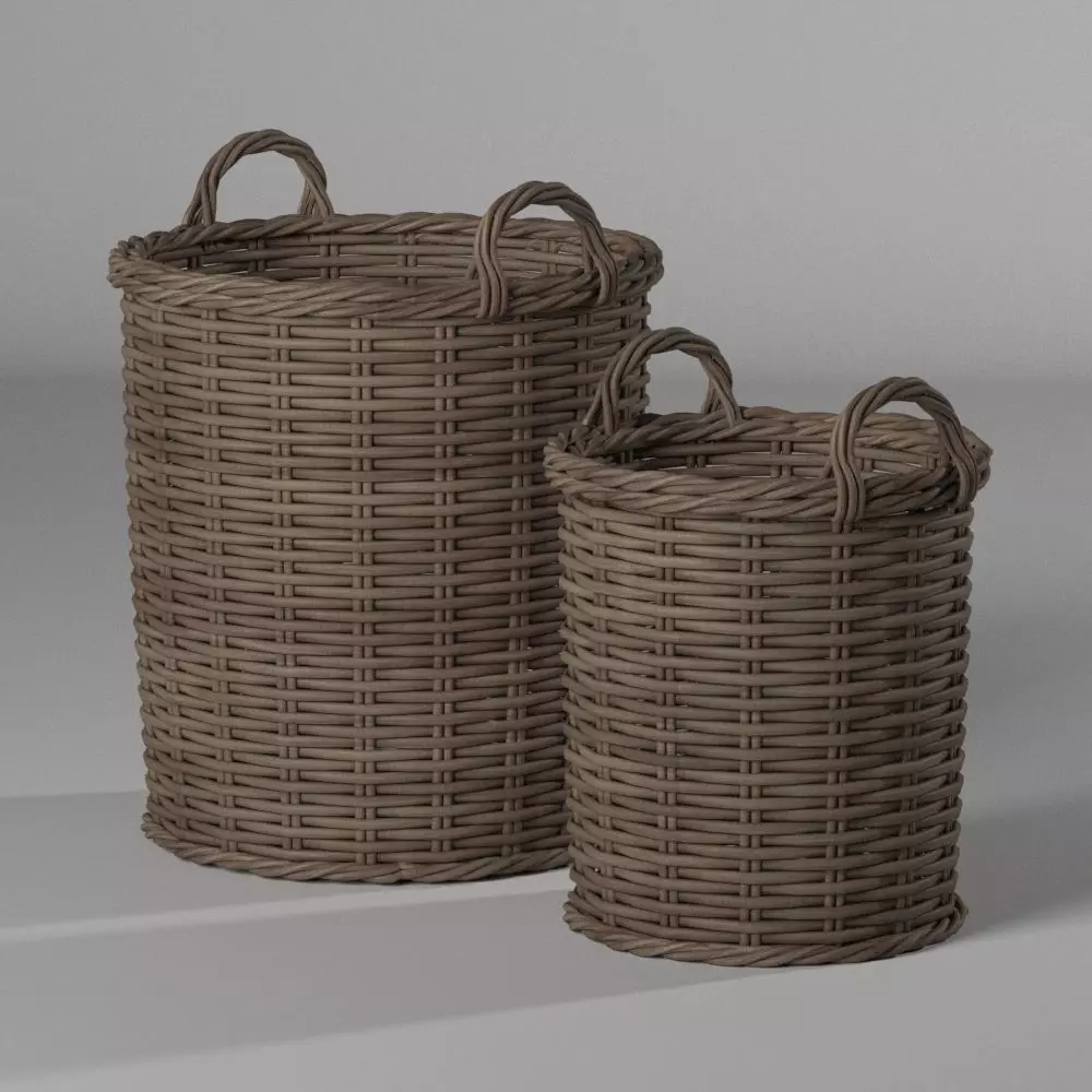 Interior rattan basket set 3D model_0