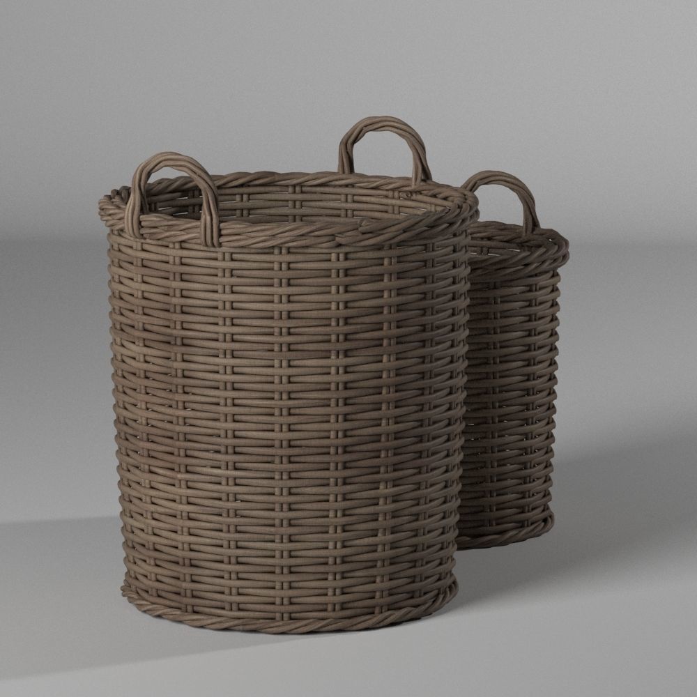 Interior rattan basket set 3D model_2