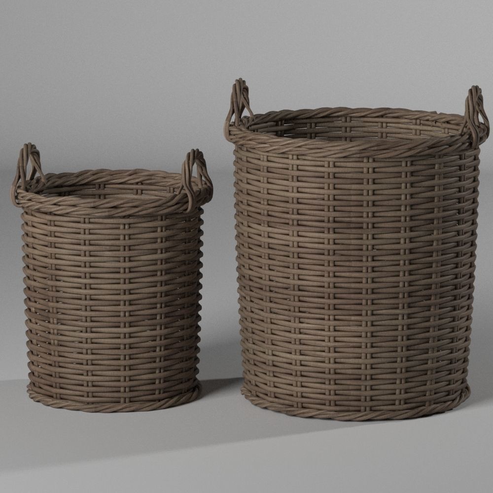 Interior rattan basket set 3D model_3