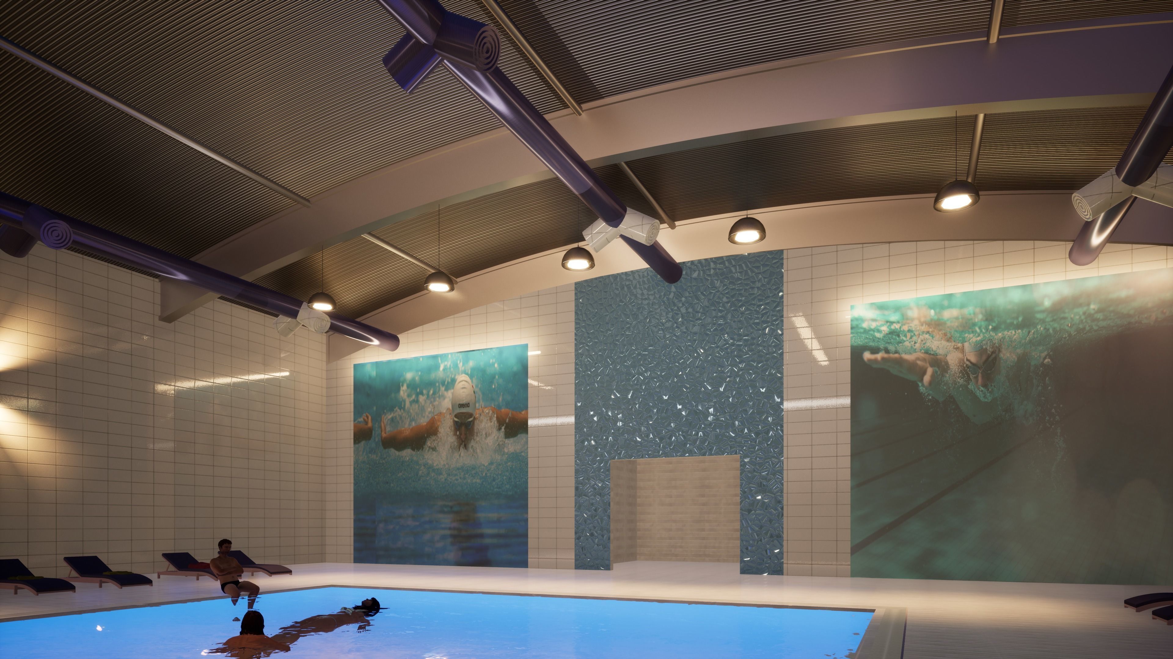 INDOOR SWIMMING POOL Low-poly 3D model_7