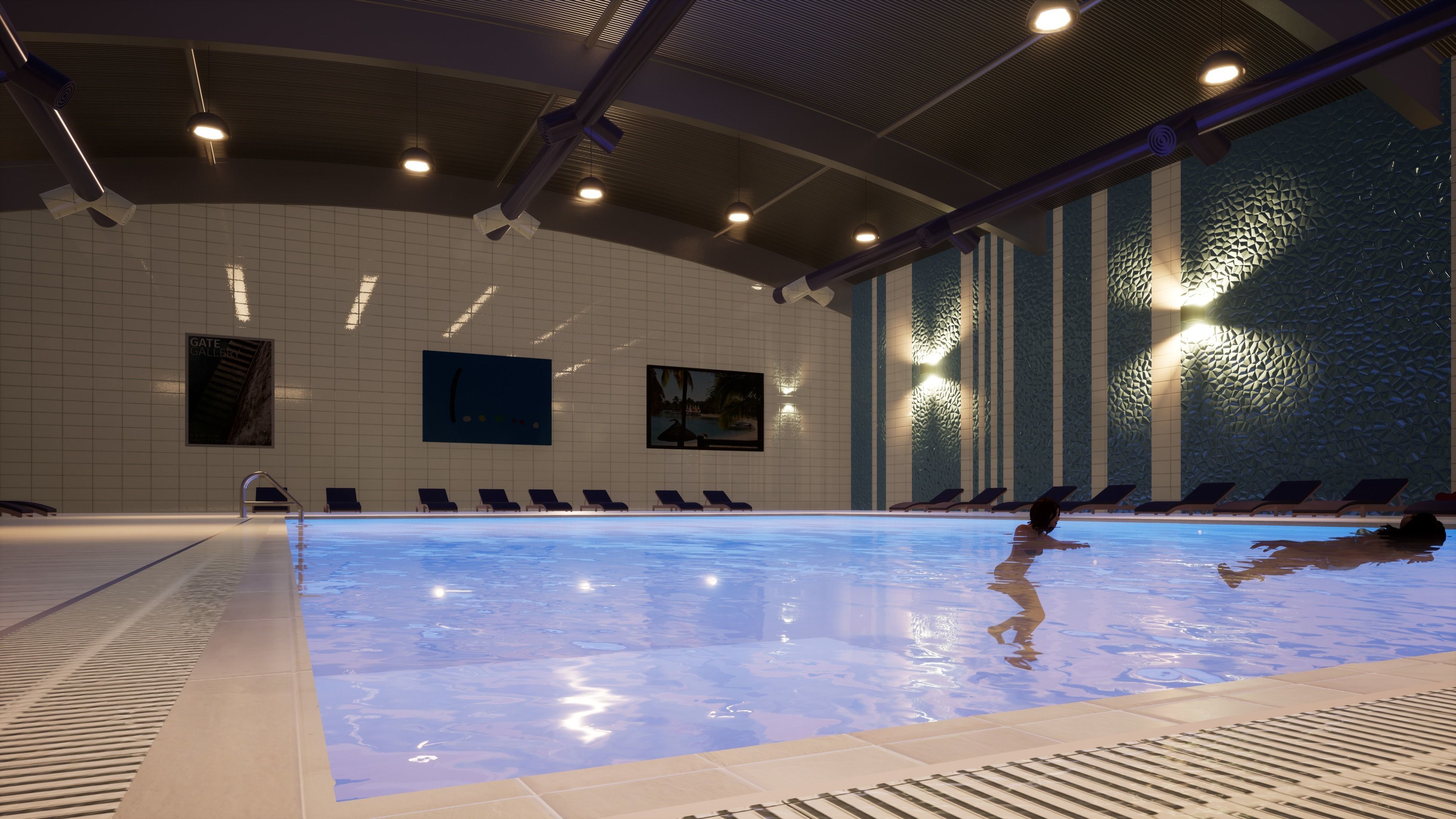 INDOOR SWIMMING POOL Low-poly 3D model_3