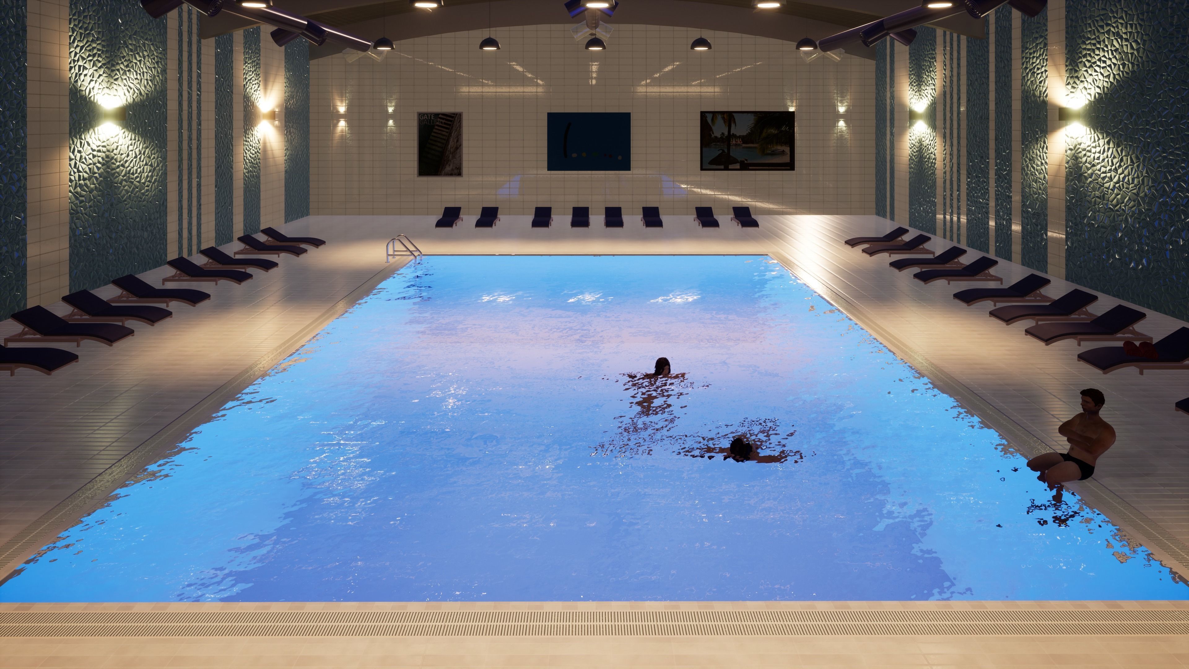 INDOOR SWIMMING POOL Low-poly 3D model_2