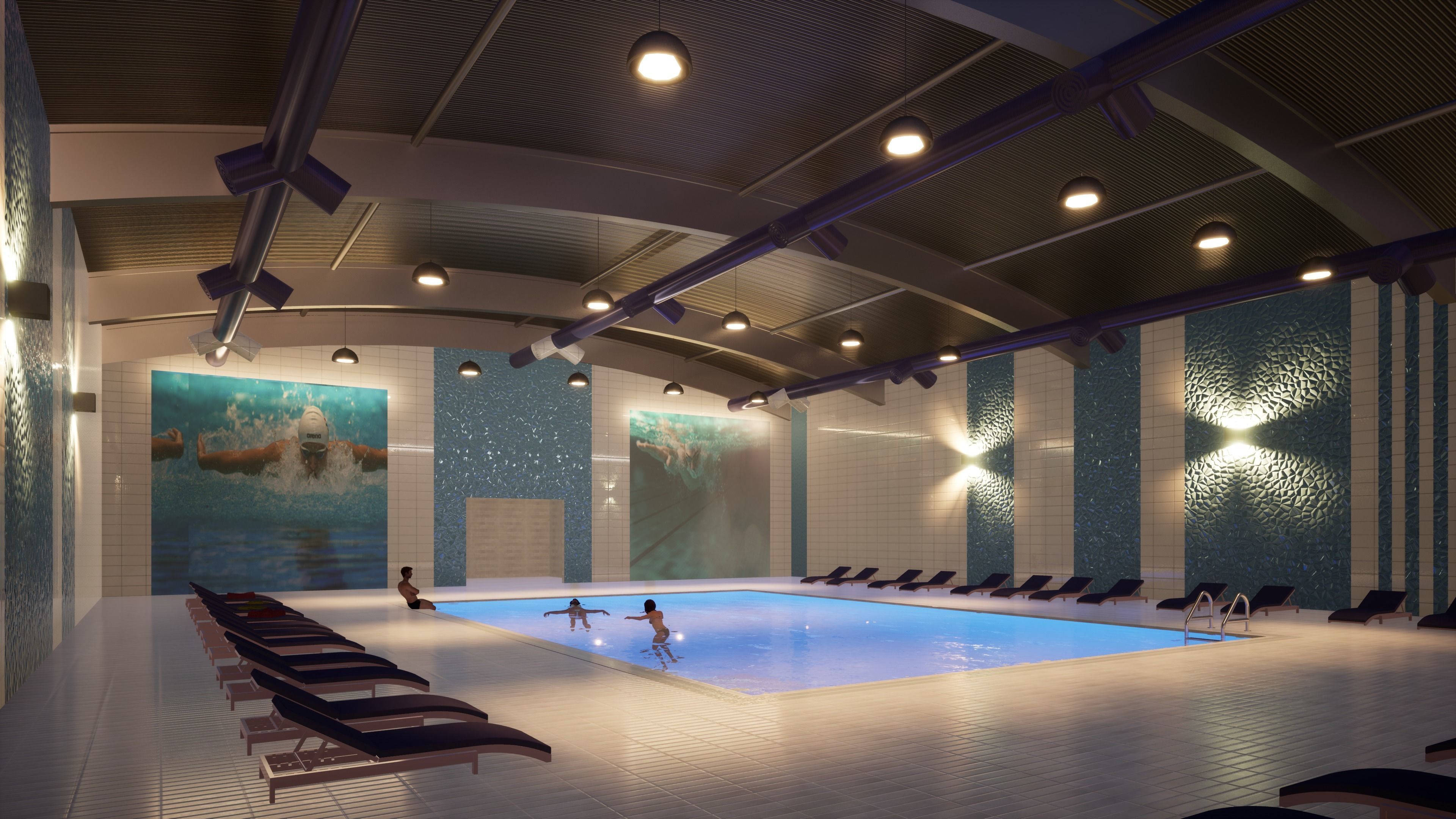 INDOOR SWIMMING POOL Low-poly 3D model_4