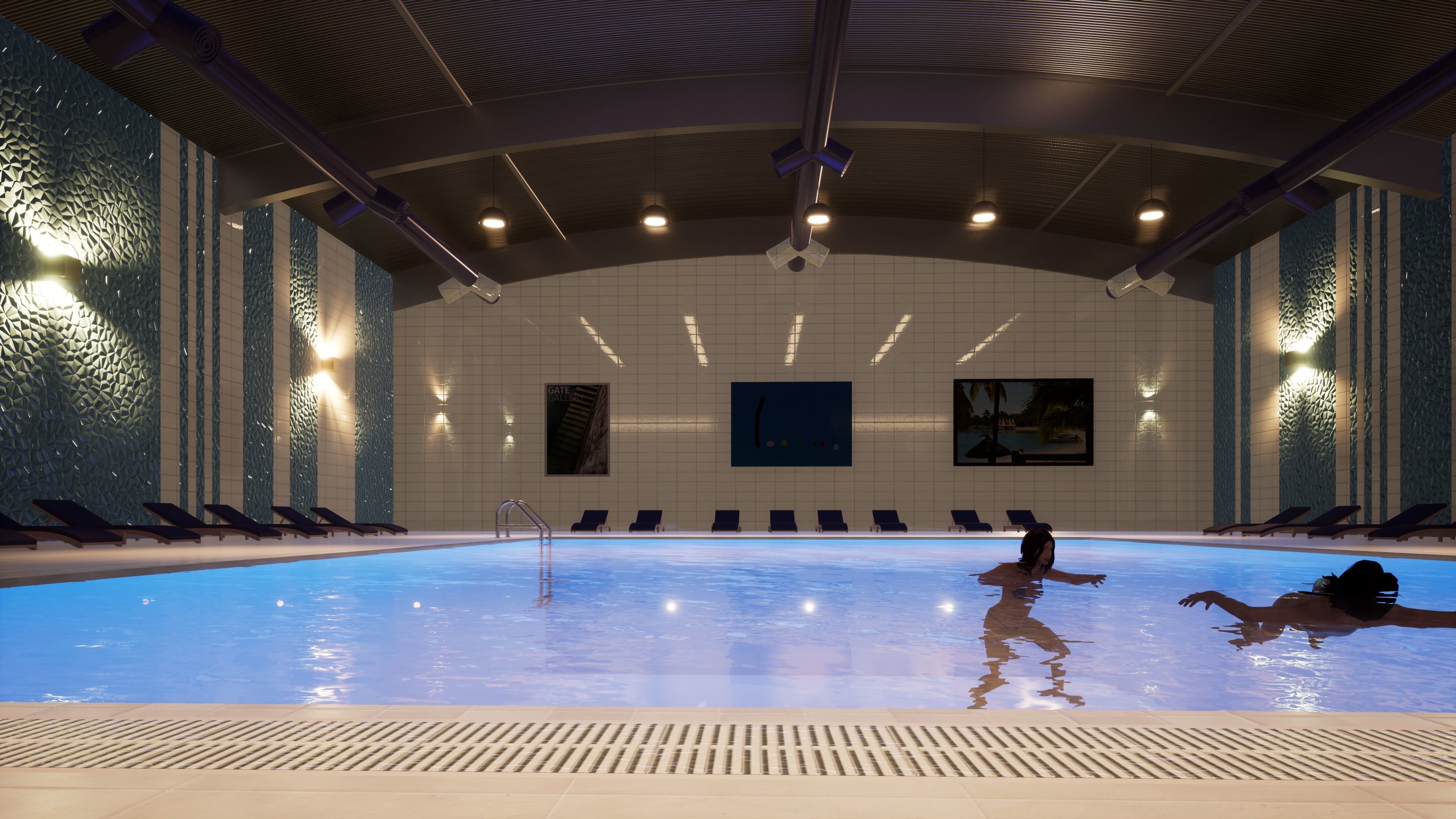 INDOOR SWIMMING POOL Low-poly 3D model_6