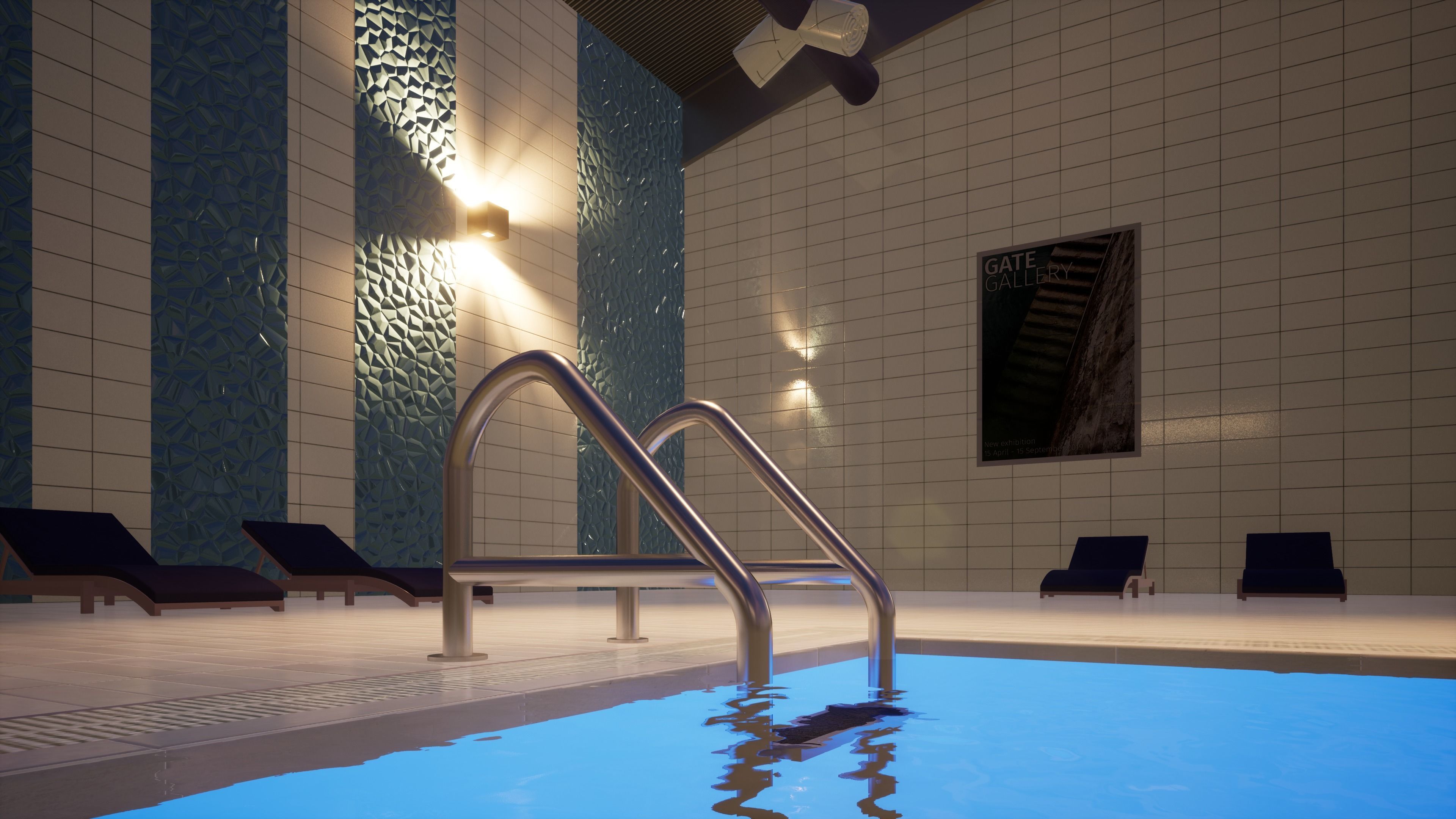 INDOOR SWIMMING POOL Low-poly 3D model_11