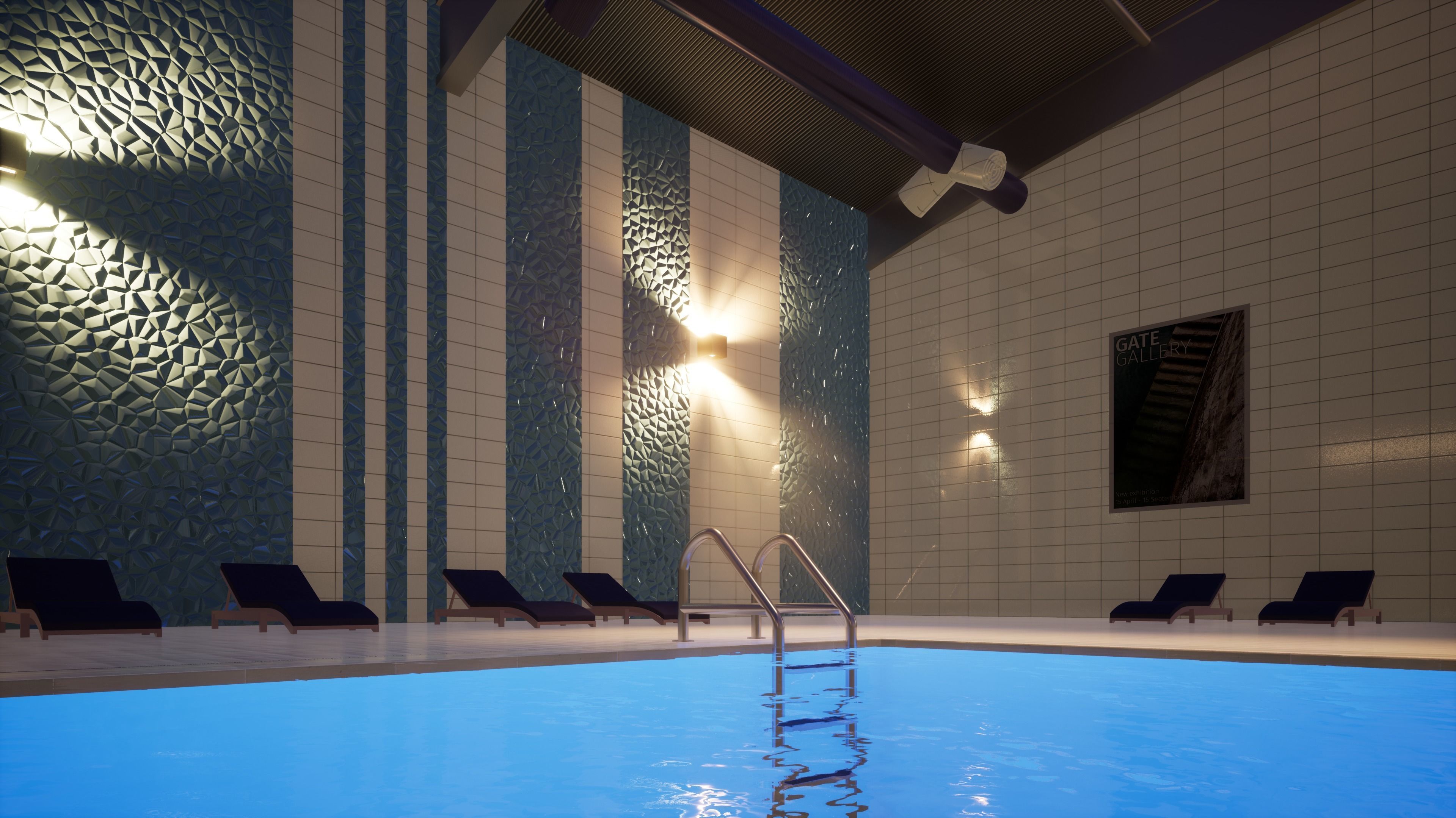 INDOOR SWIMMING POOL Low-poly 3D model_8