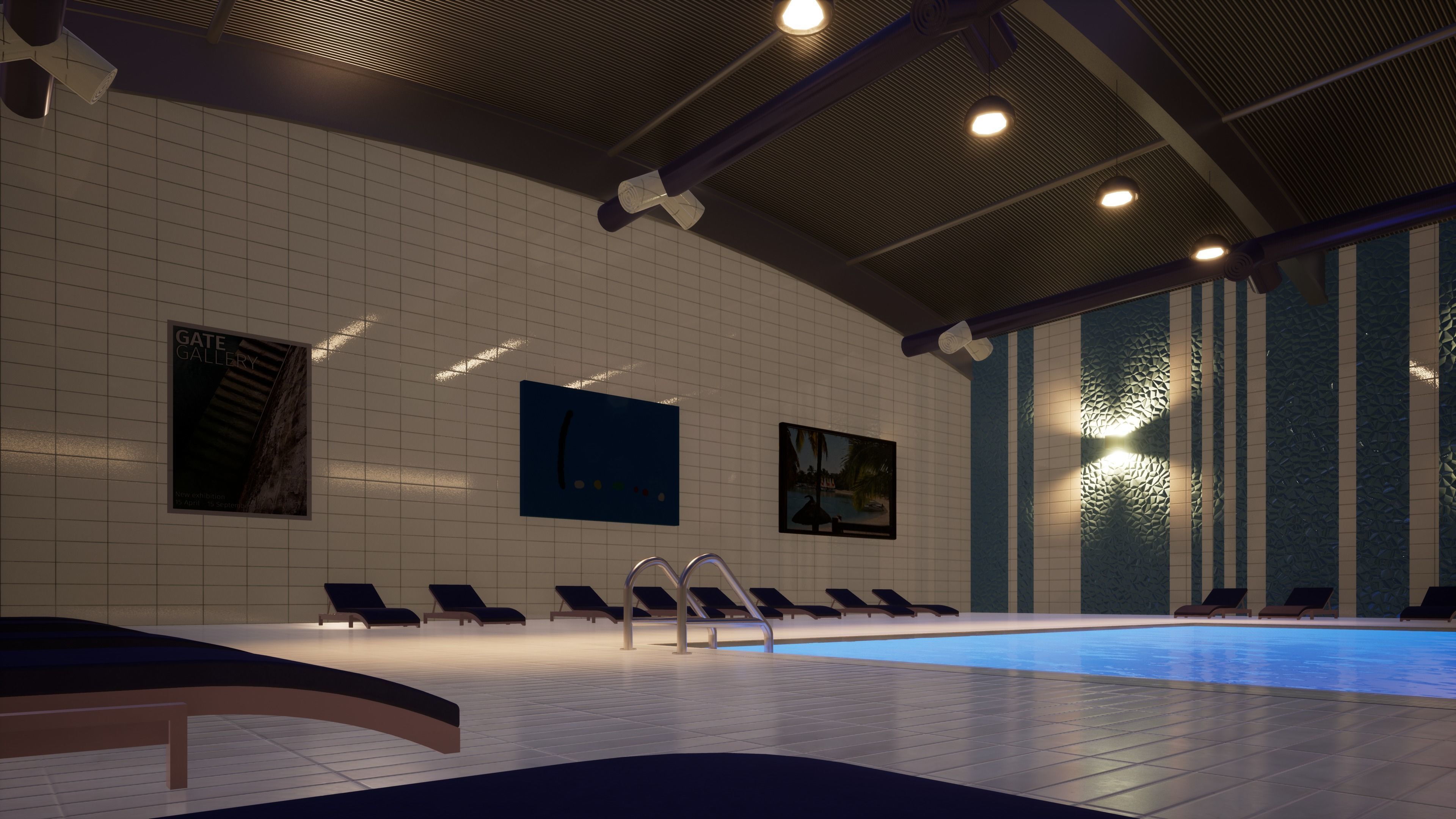 INDOOR SWIMMING POOL Low-poly 3D model_10