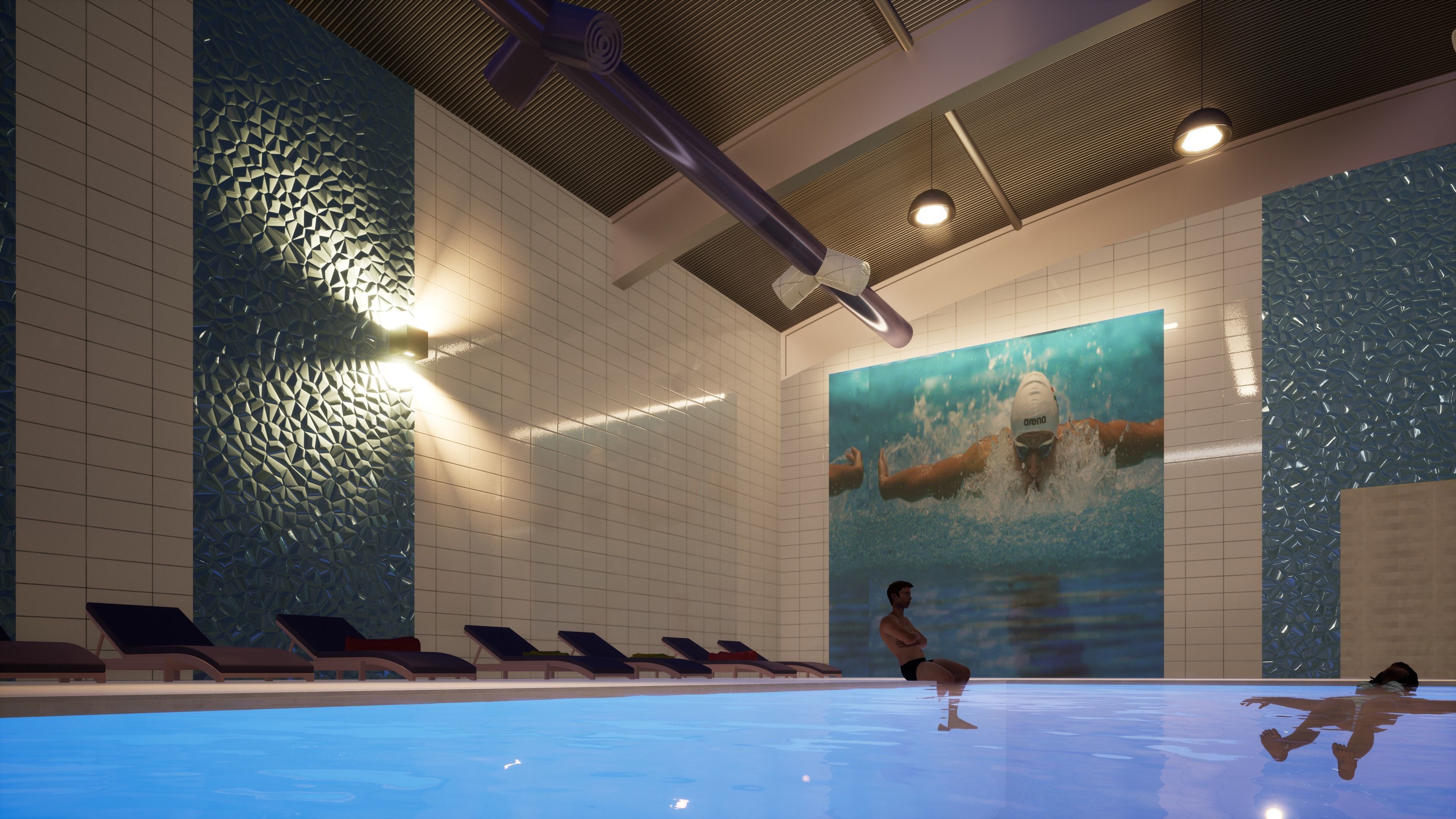 INDOOR SWIMMING POOL Low-poly 3D model_16