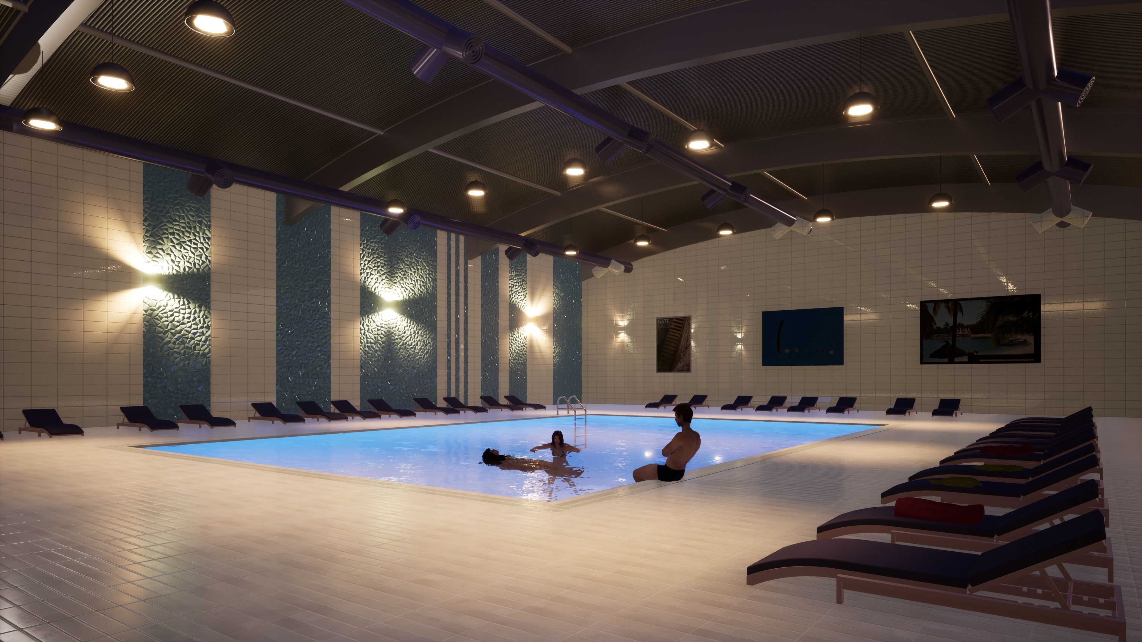 INDOOR SWIMMING POOL Low-poly 3D model_5