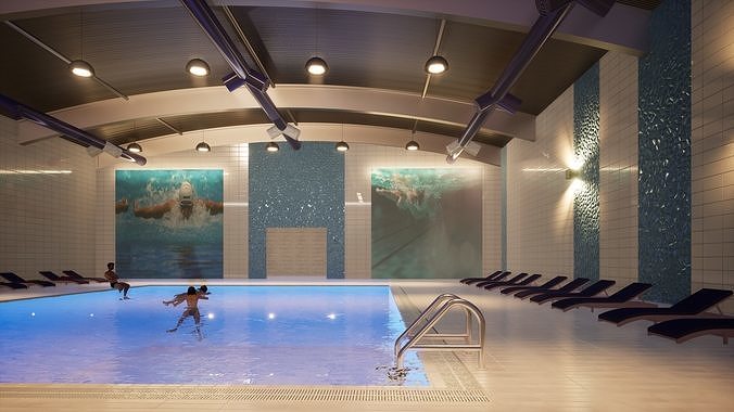 INDOOR SWIMMING POOL Low-poly 3D model