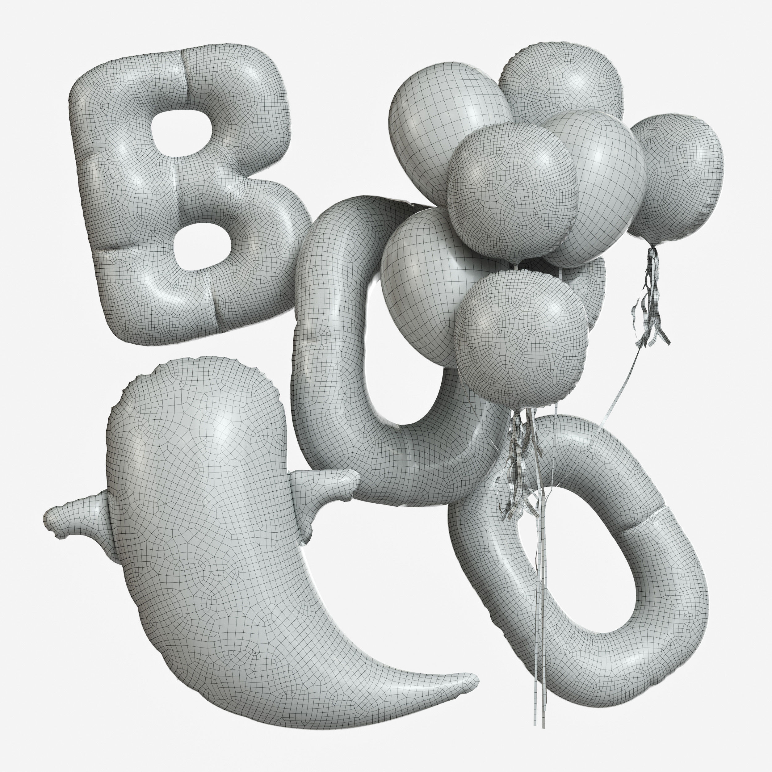 Balloons Decor Set 01 3D model_2