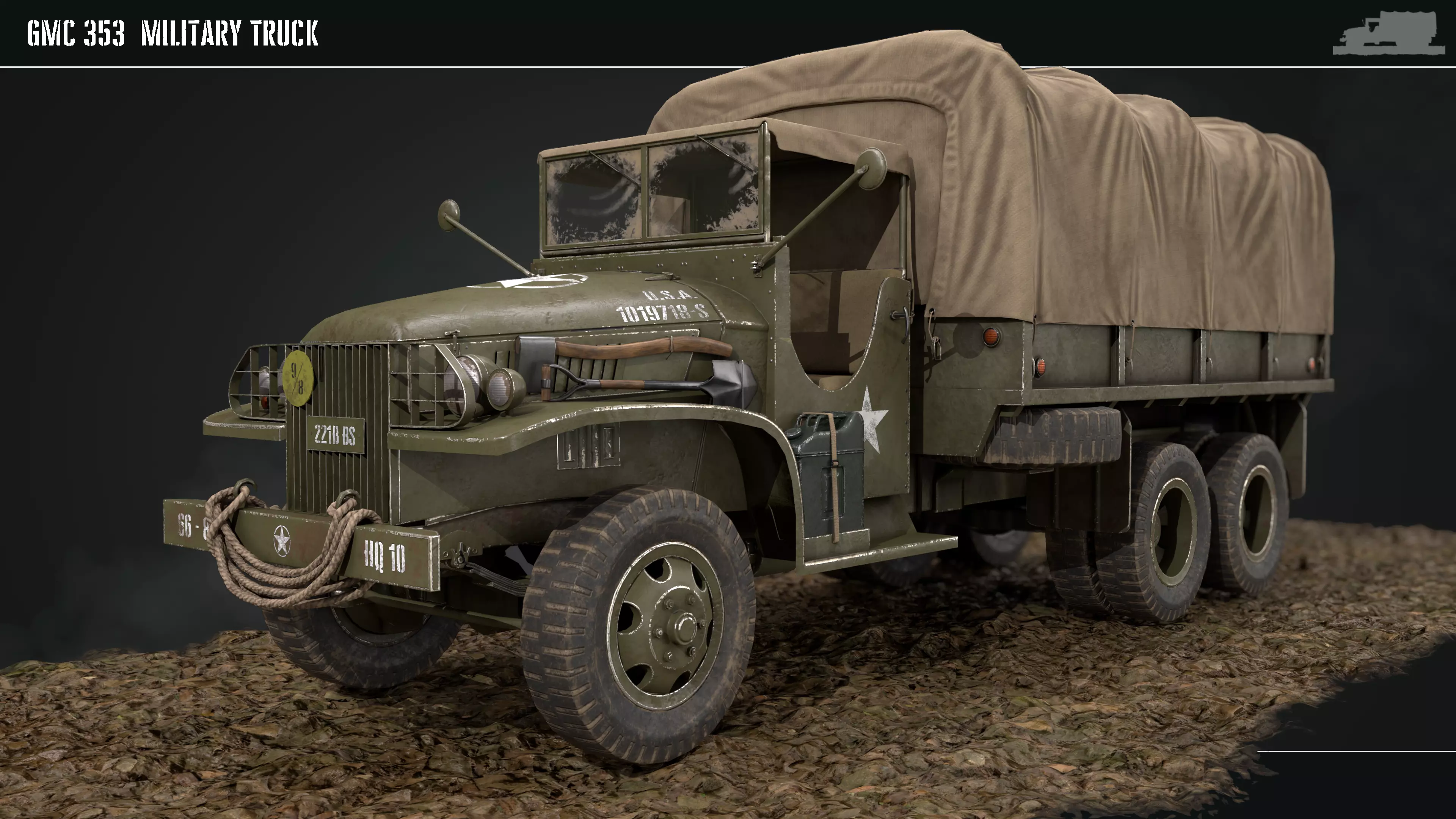 Military Truck gmc 353 World War 2 US truck  Low-poly 3D model_0