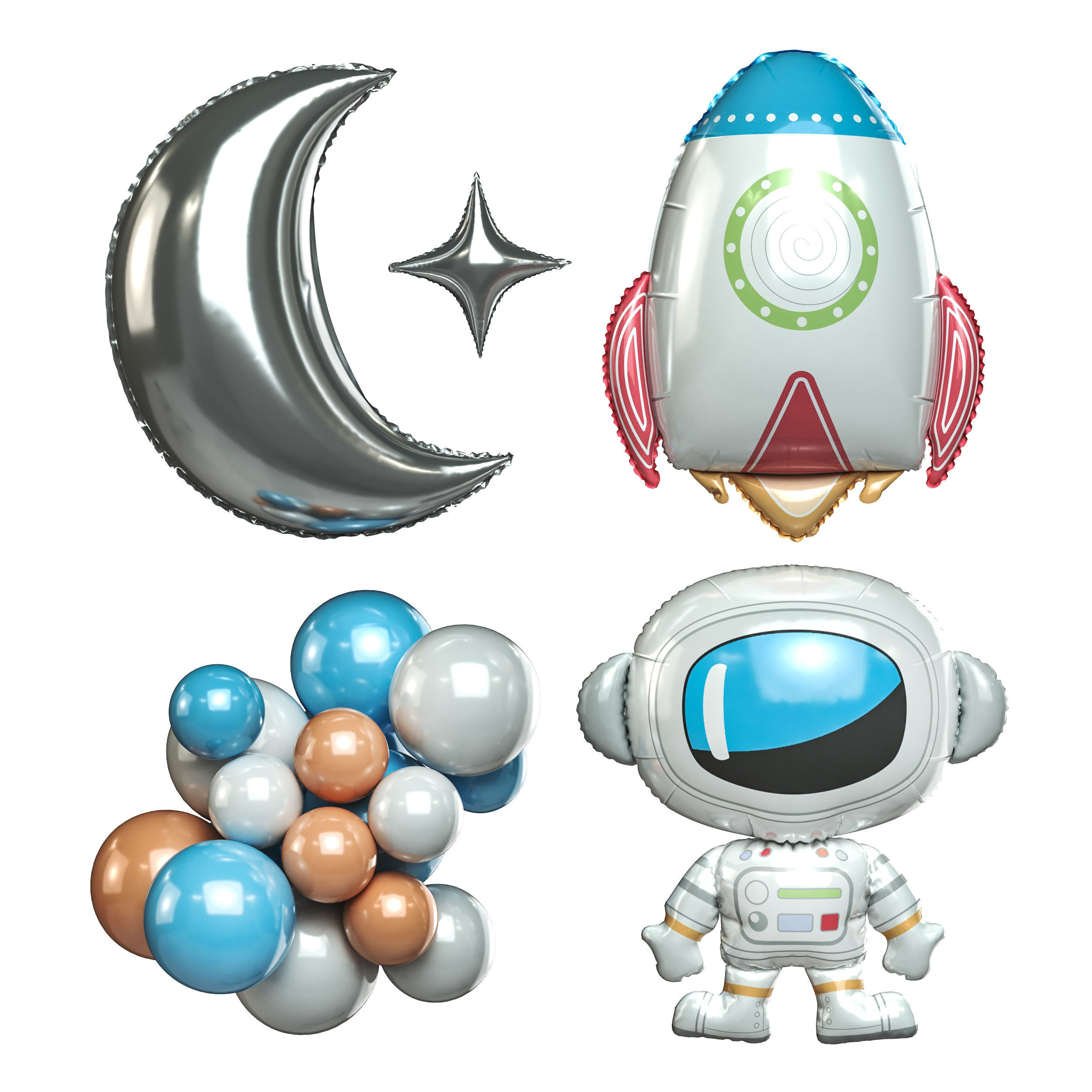 Balloons Decor Set 02 3D model_3