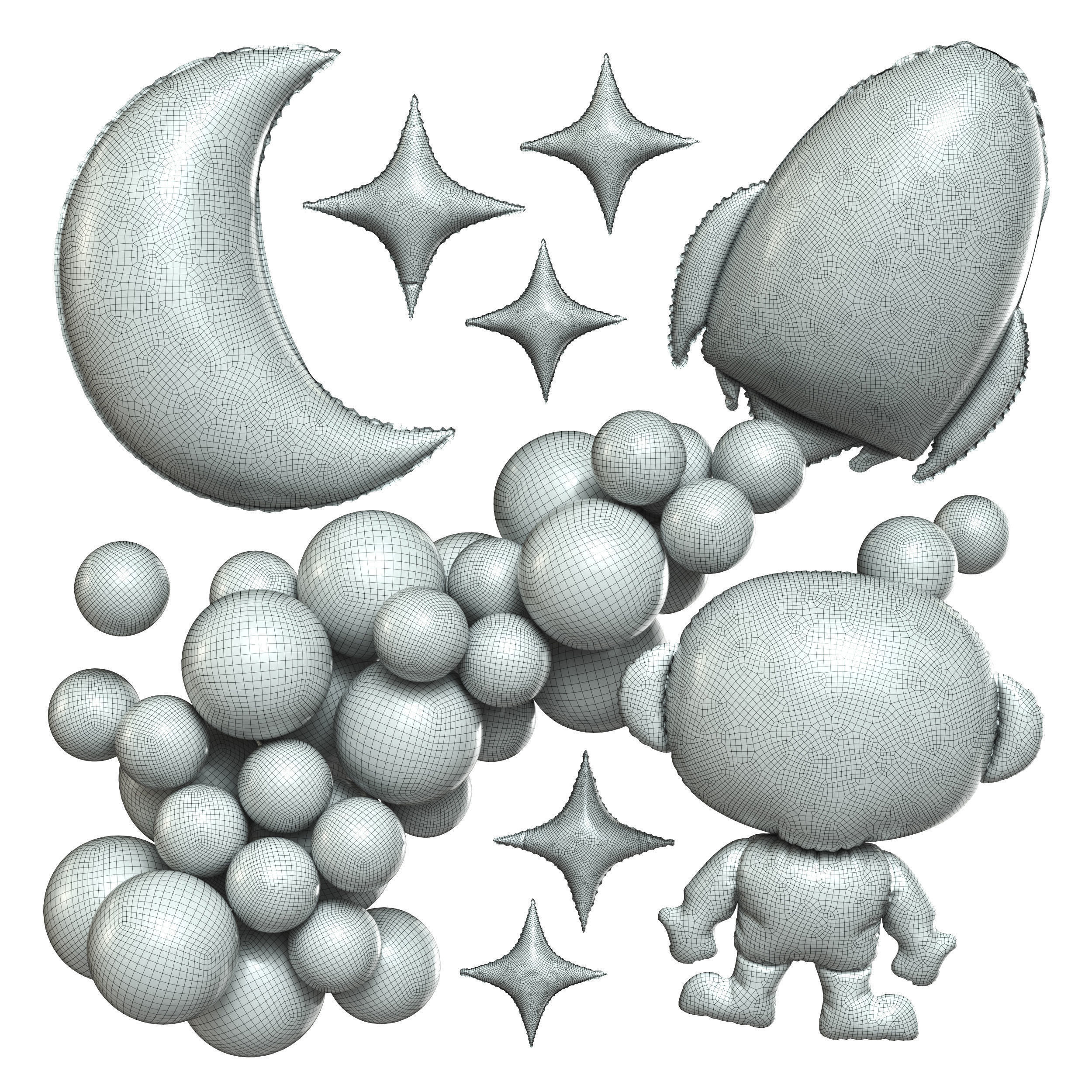 Balloons Decor Set 02 3D model_2