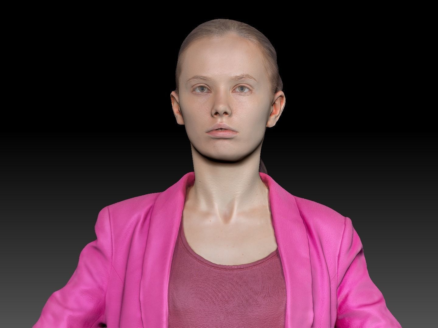 Female in a purple jacket ready for animation 200 Low-poly 3D model_6