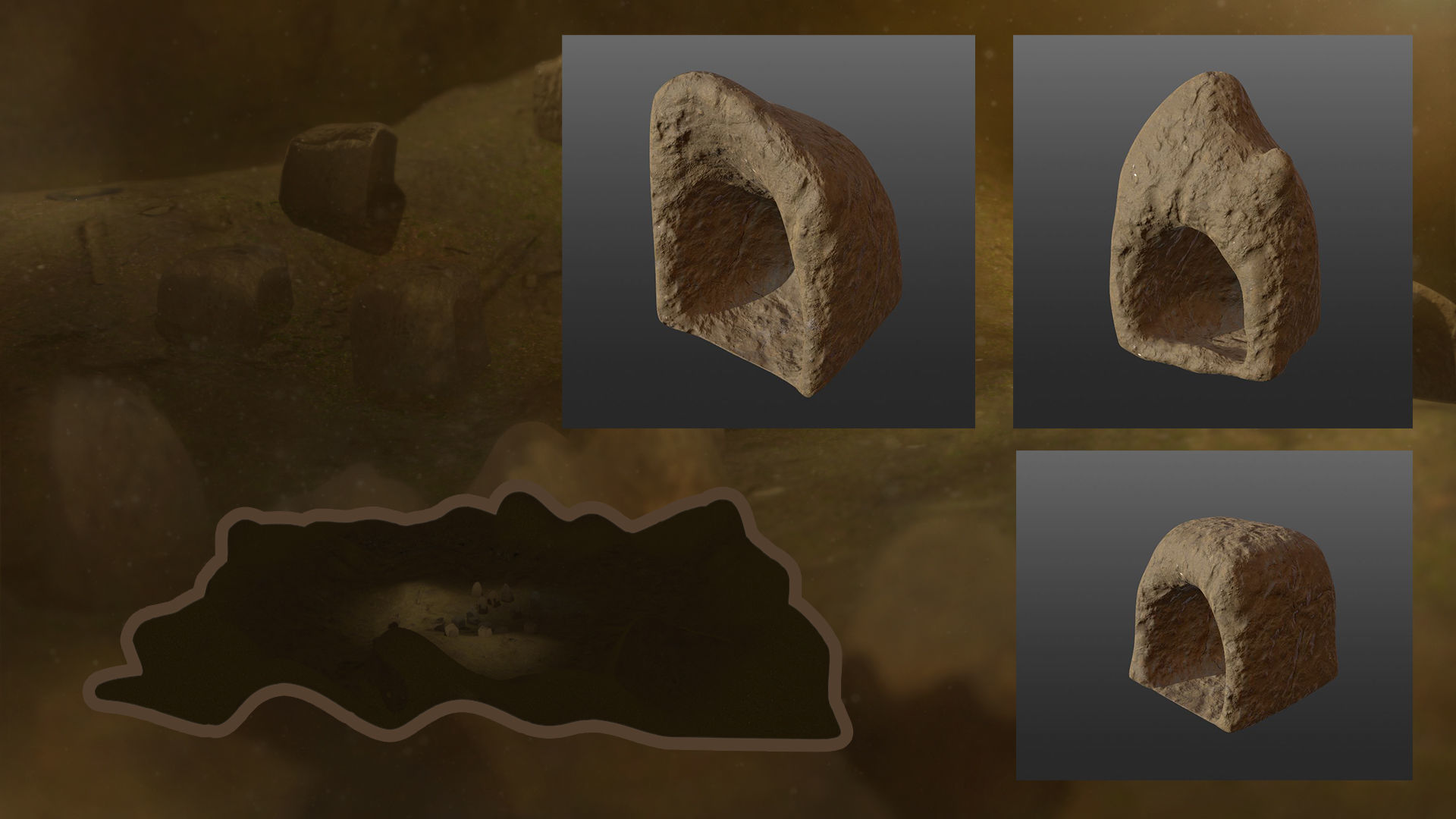 burrow - mud homes - fantasy landscape kit - 4K Low-poly 3D model_10