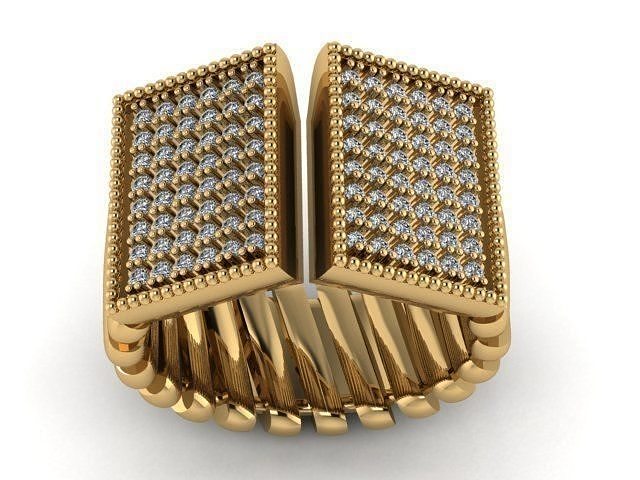 B-100 gold ring with diamonds 3D print model