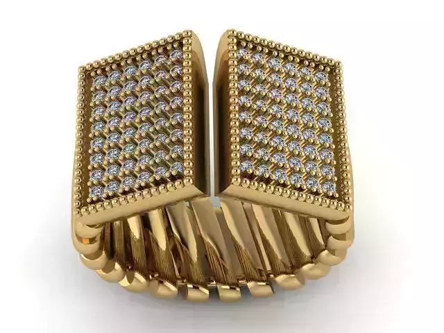 B-100 gold ring with diamonds 3D print model