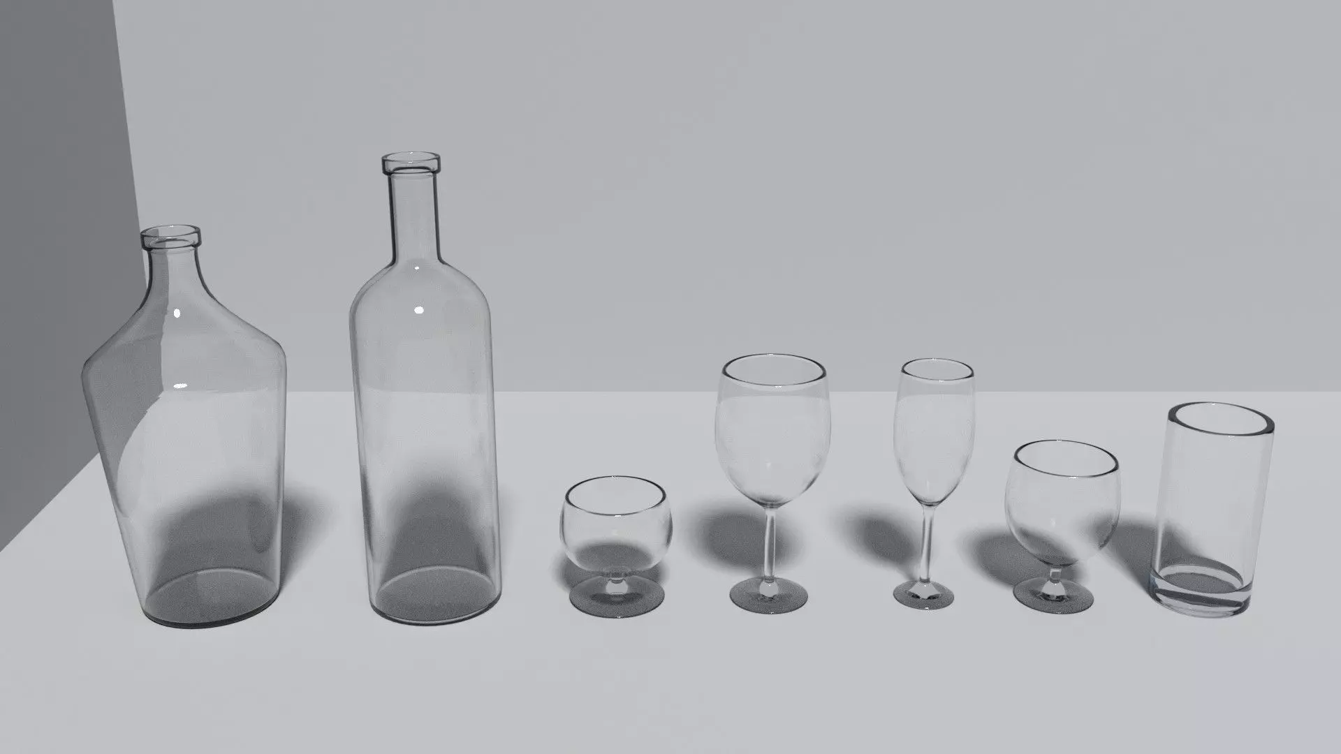 Glass Bottles And Glasses 3D model_0
