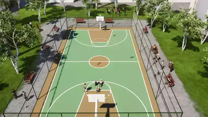 BASKETBALL COURT Low-poly 3D model