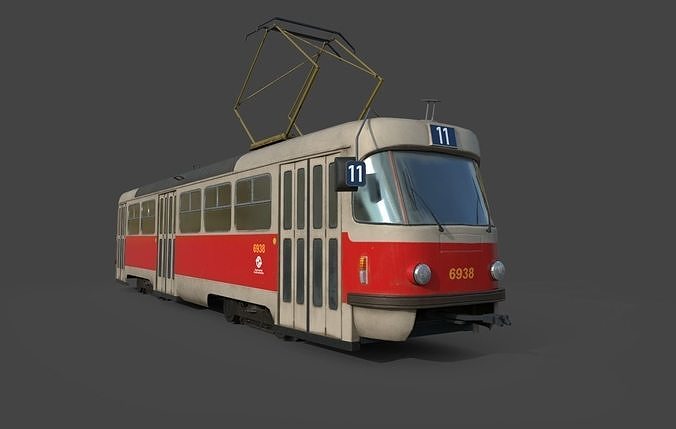 Tram Tatra T3 Low-poly 3D model