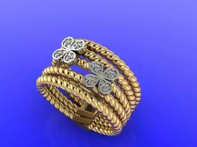A-102 gold and diamond ring 3D print model