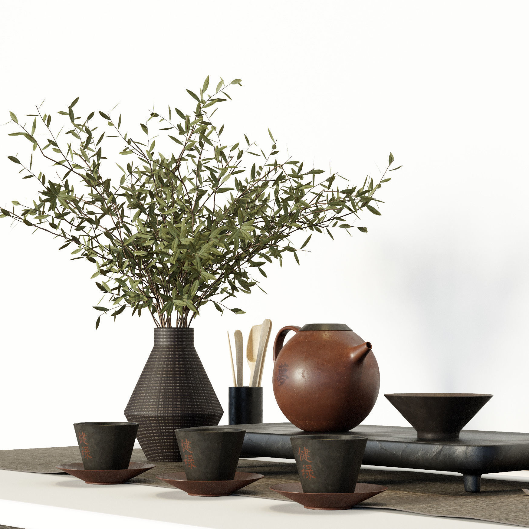 Tea ceremony set 3D model_5
