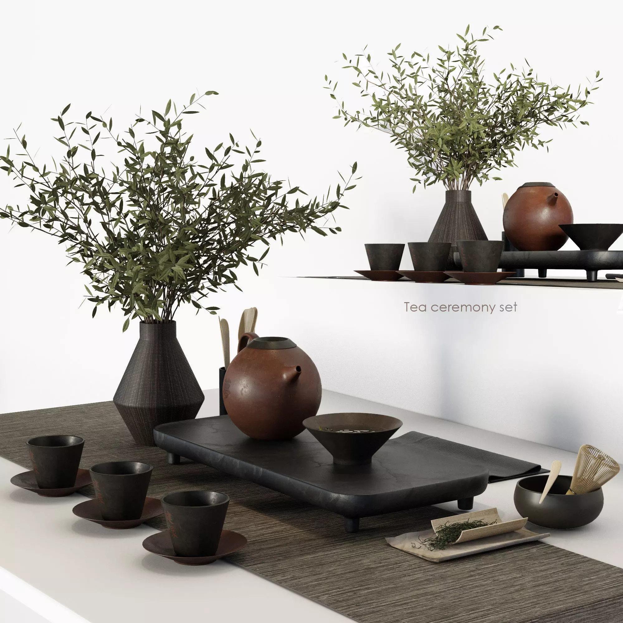 Tea ceremony set 3D model_0