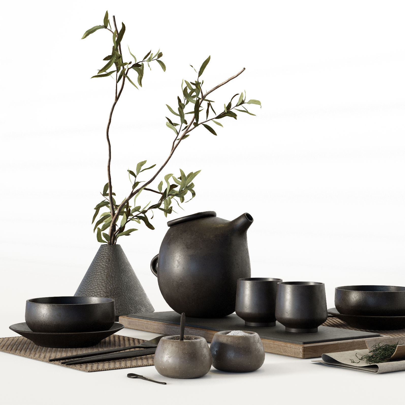 Japanese table setting 3D model_1
