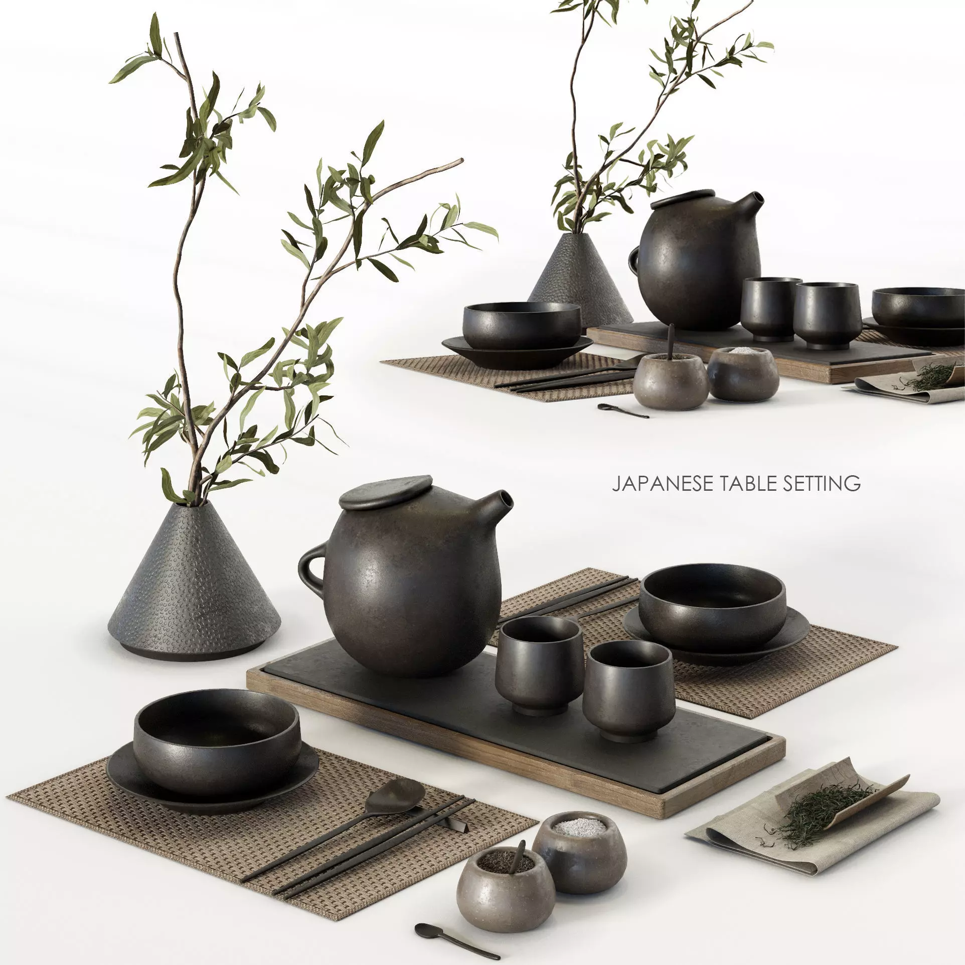 Japanese table setting 3D model_0