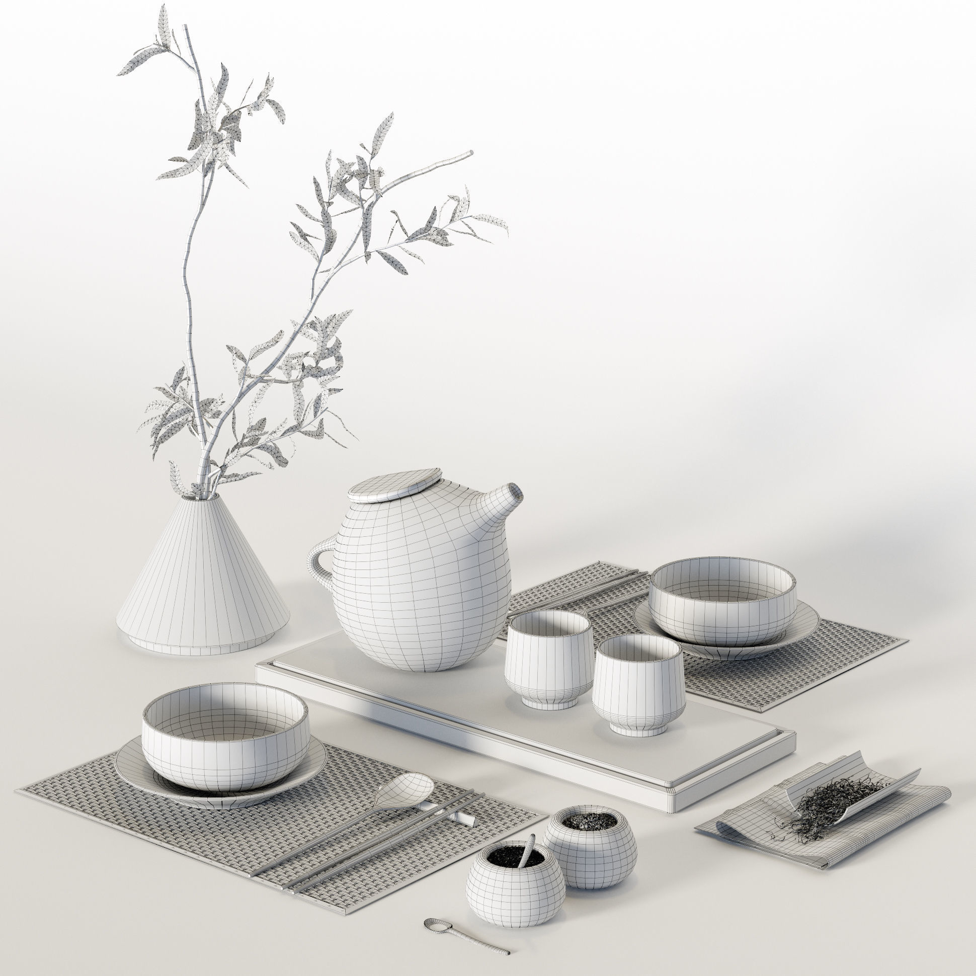 Japanese table setting 3D model_5