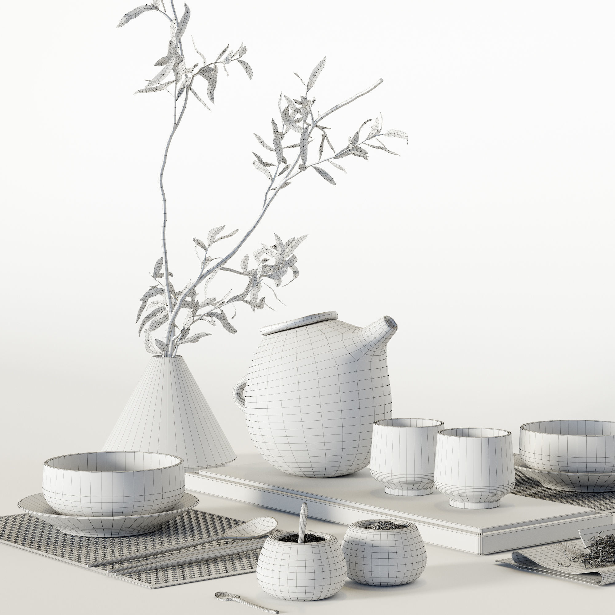Japanese table setting 3D model_4