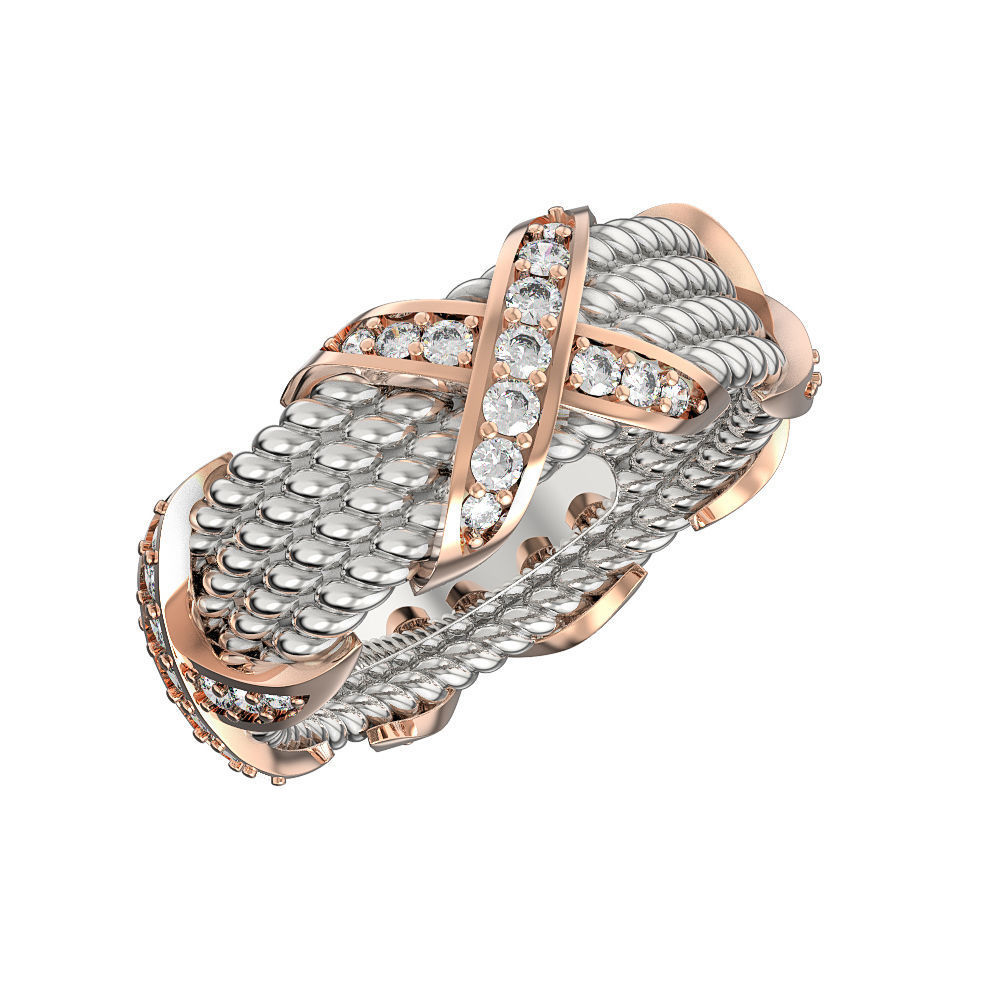N145 Wide woman ring 3D print model_2