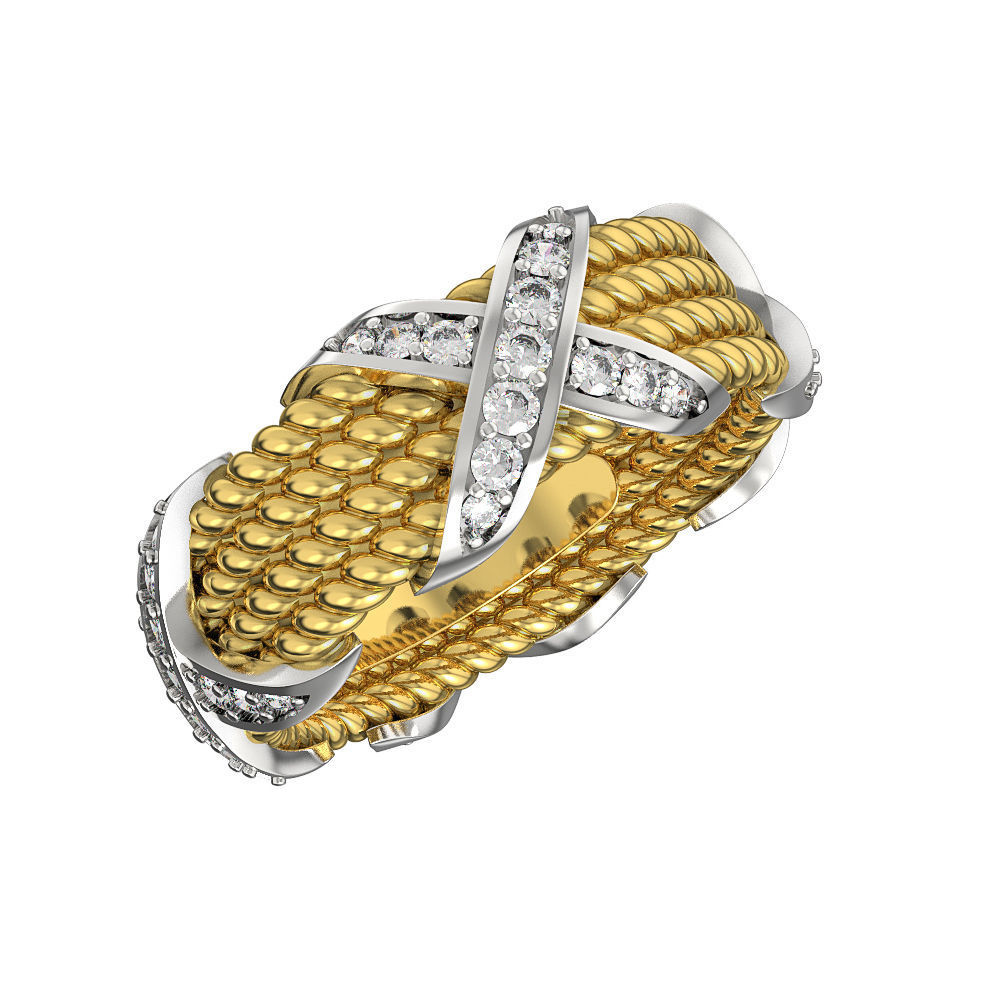 N145 Wide woman ring 3D print model_3