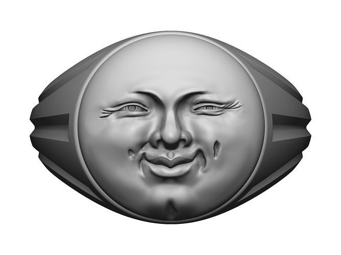 Sun face ring 3D print model 3D print model
