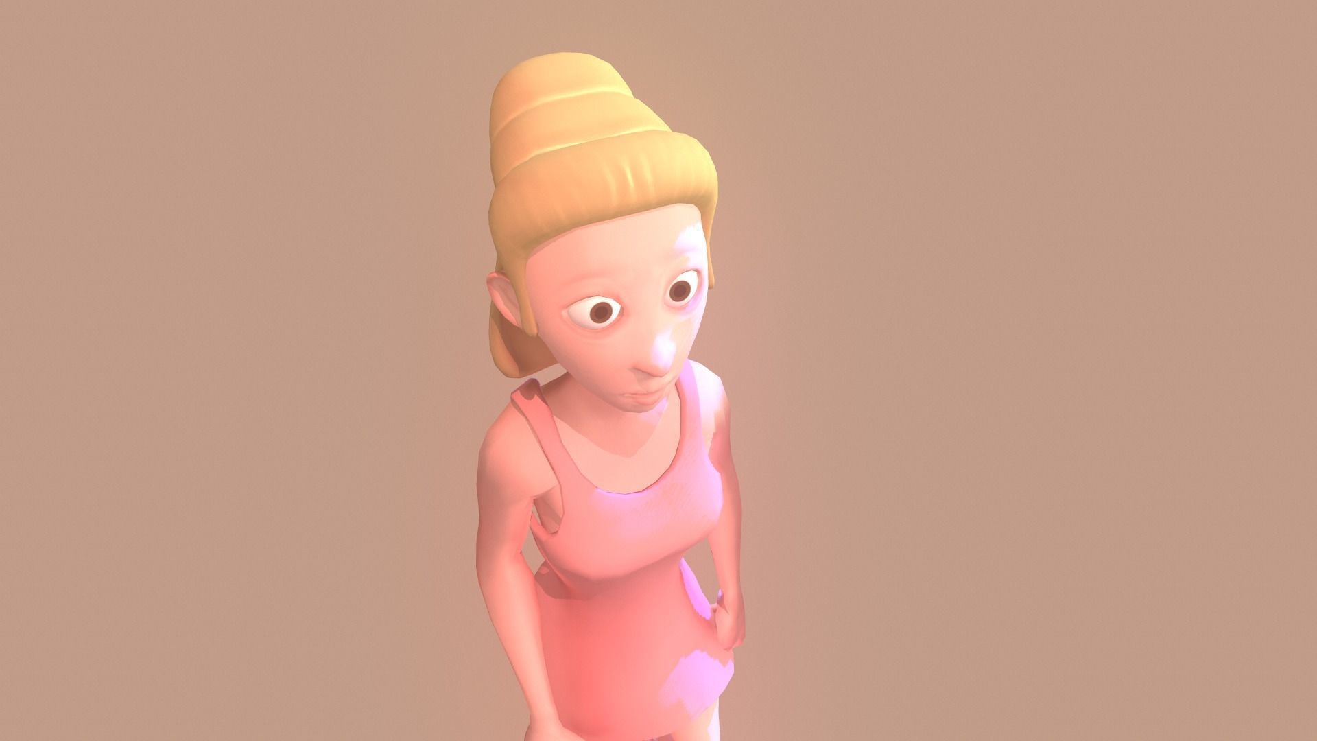 Rigged female character Low-poly 3D model_12