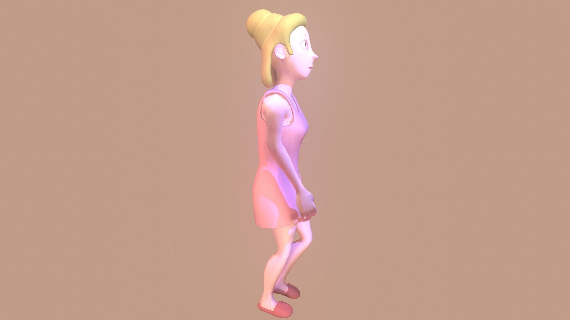 Rigged female character Low-poly 3D model_11