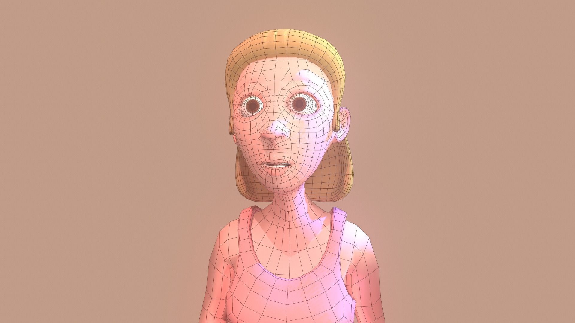 Rigged female character Low-poly 3D model_14