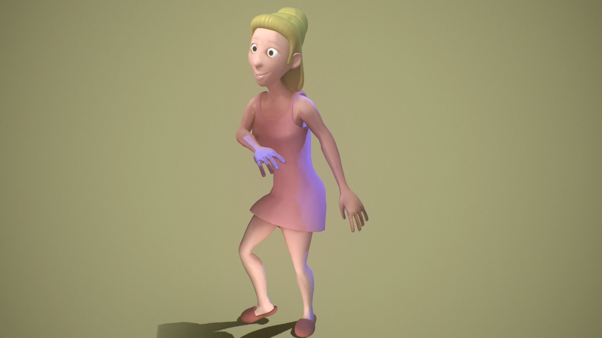 Rigged female character Low-poly 3D model_5