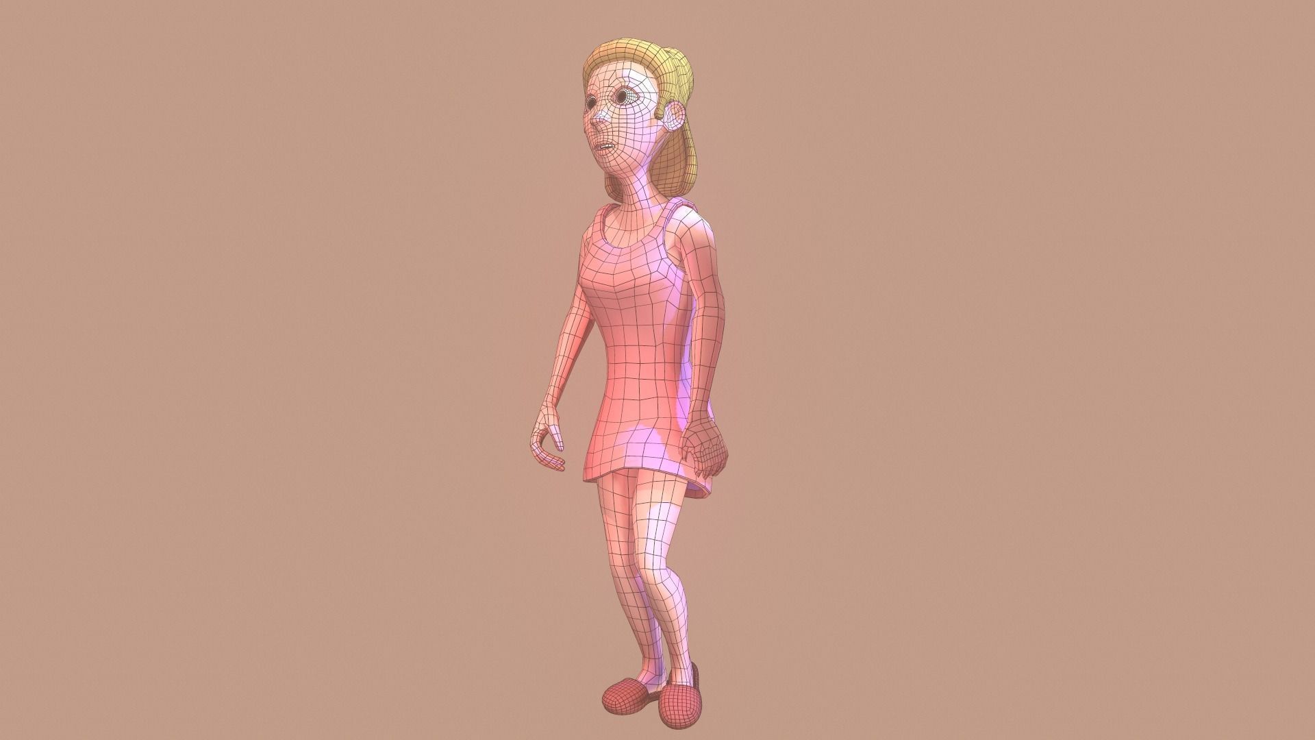Rigged female character Low-poly 3D model_10