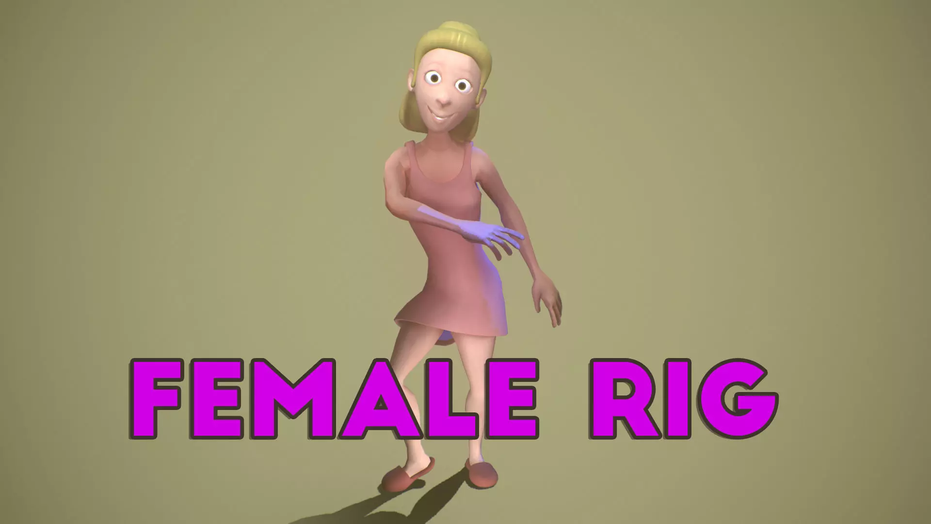 Rigged female character Low-poly 3D model_0